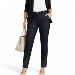 H&M Black and Navy blue Cotton Ankle Crop Front Slit Pants